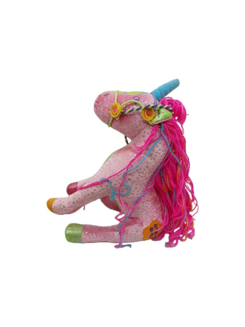 Groovy Girls Pink Unicorn Sparkles Plush Horse Rainbow Curly hair 10” 2006